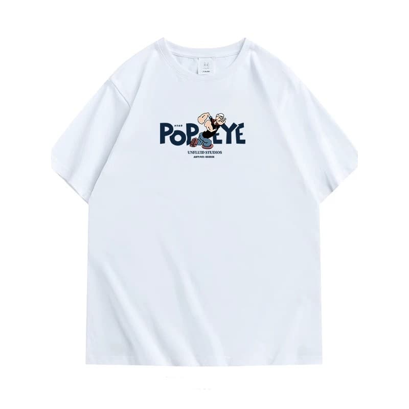 Eisentu Algodão Penteado 220g 40 Contagem Fio Duplo Gola Redonda Manga Curta Street Wear Camiseta Estampada Meia Manga B