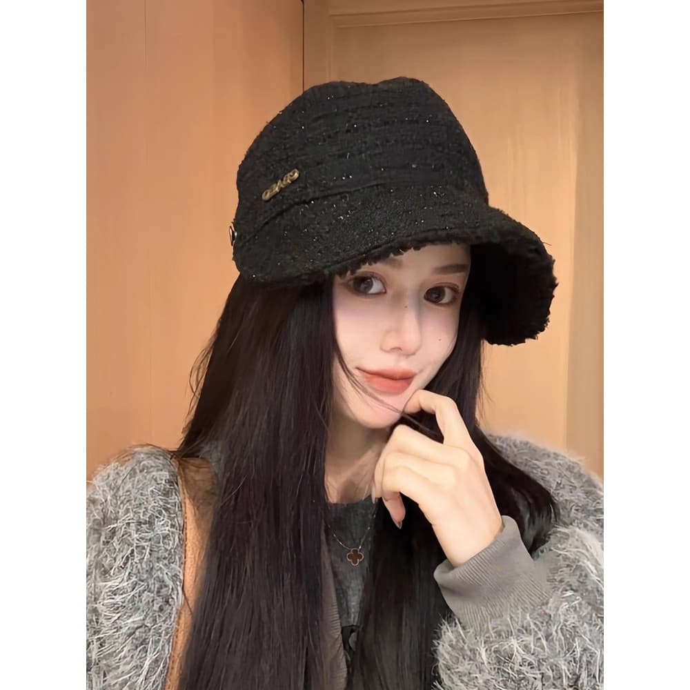 Outono inverno novo estilo dupla Face pequena fragrância estilo boné de pico feminino lã-velo quente de abas largas rost