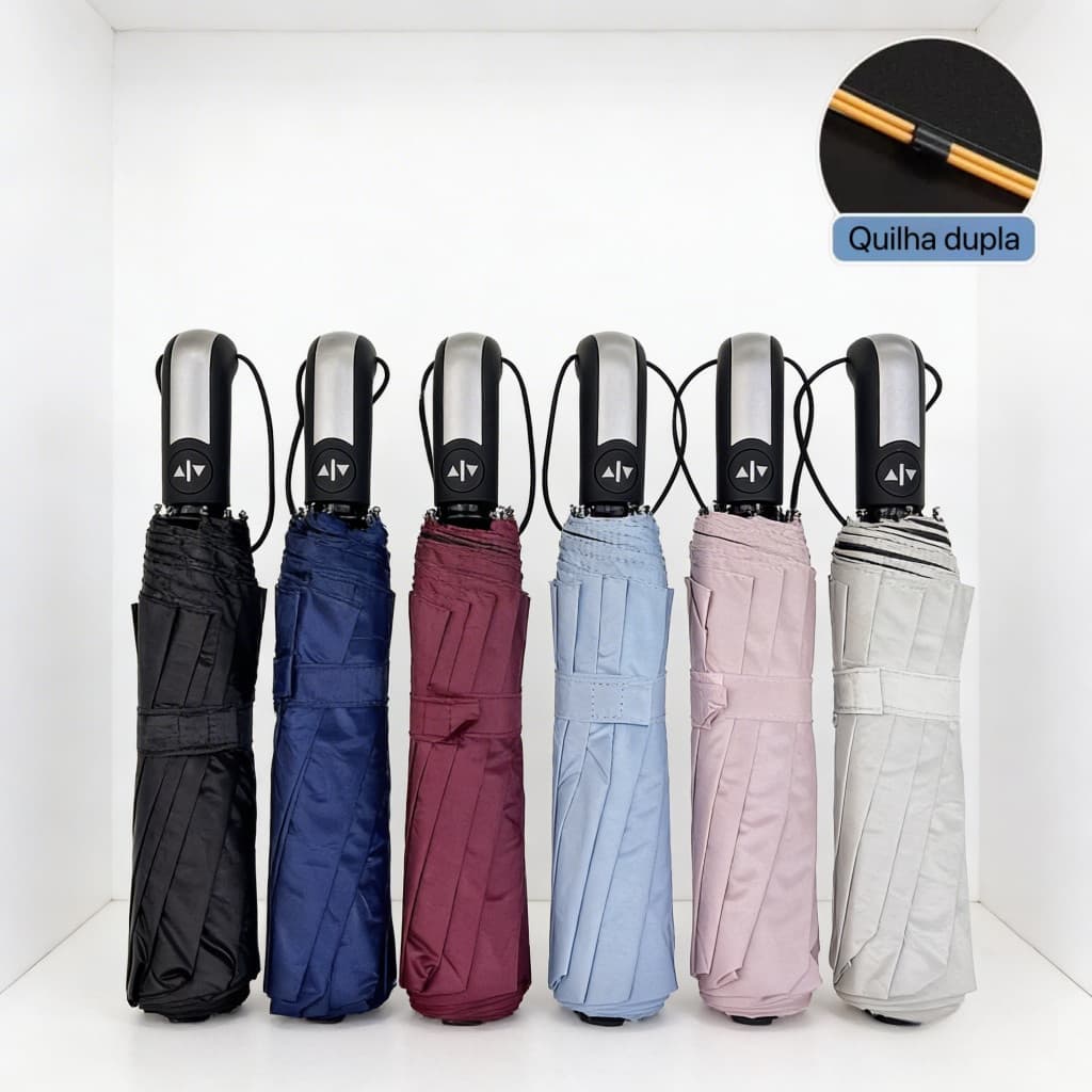 雨伞202222 Guarda-Chuva Dobrável Automático  - Abre e Fecha com 1 Botão, Proteção UV Modelos Colorido