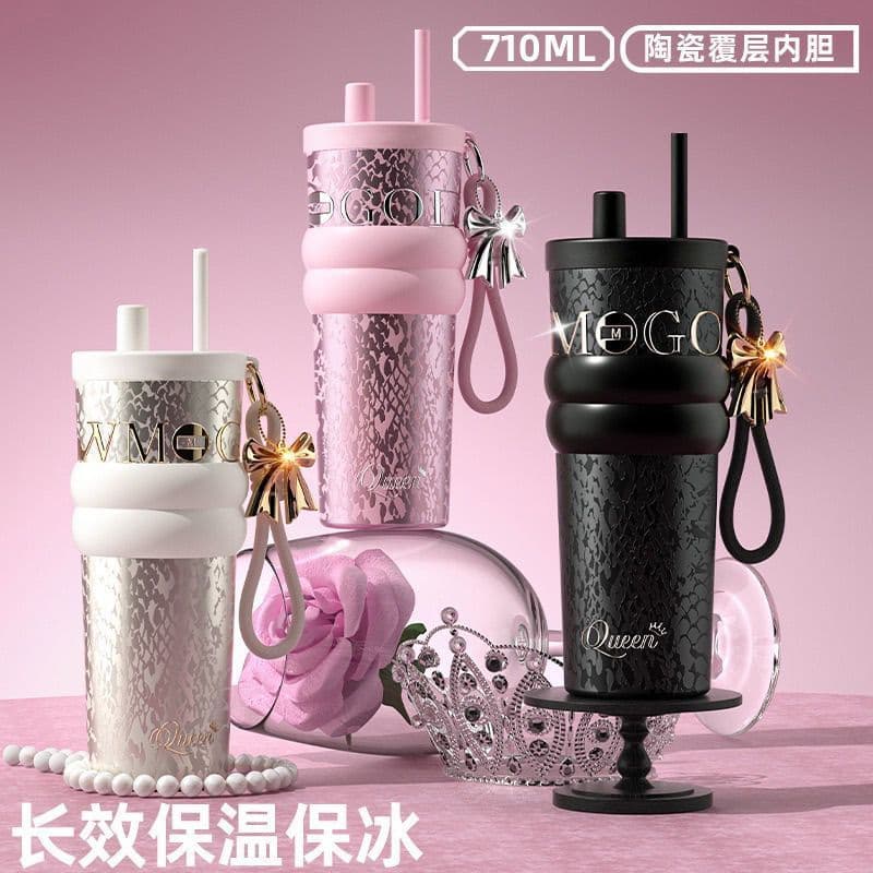 Novo estilo copo térmico de alto valor acompanhando isolamento térmico copo mestre de gelo masculino feminino palha copo
