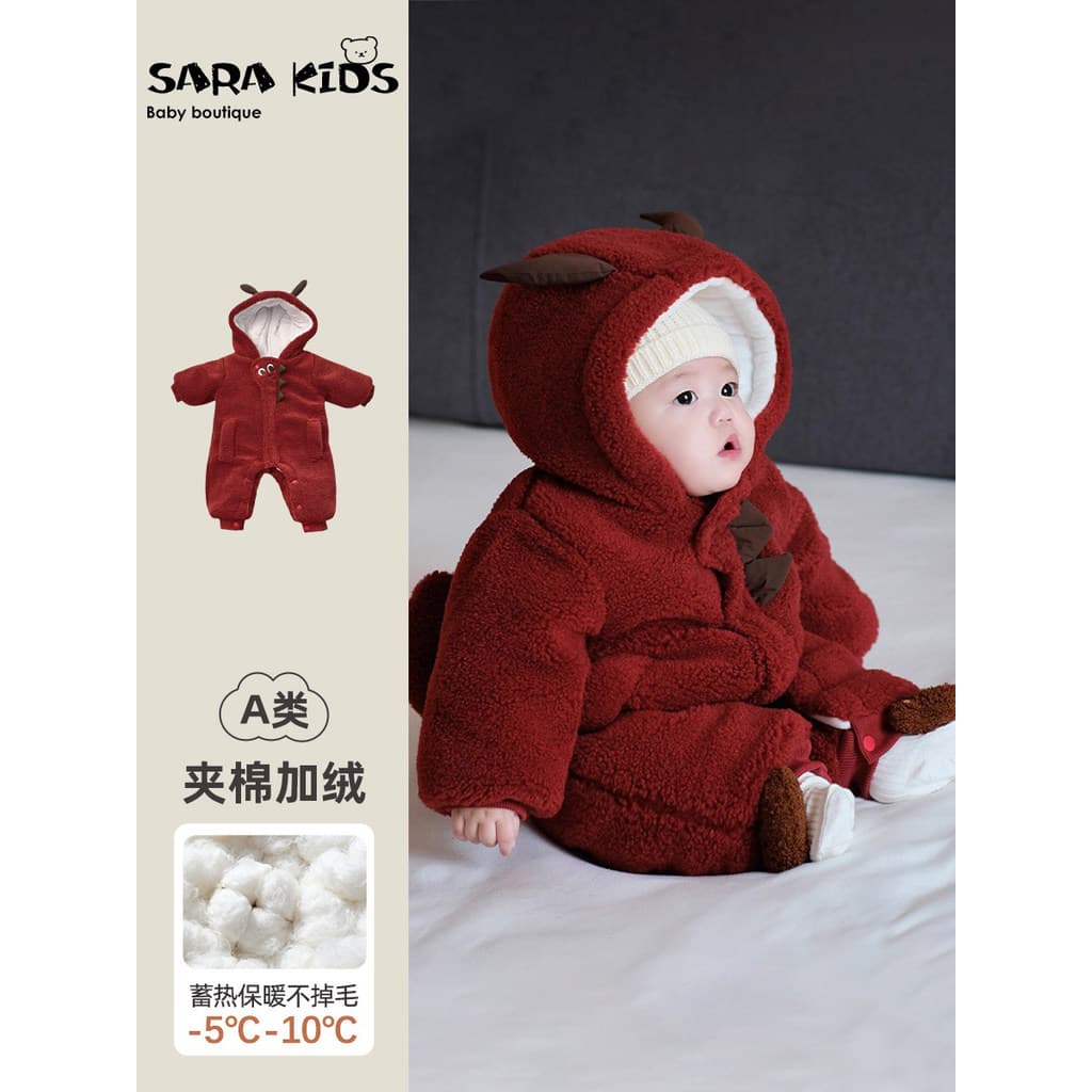 Bebê ano novo roupas de inverno bebê acolchoado macacão roupas de algodão engrossado quente pequeno mês idade para fora