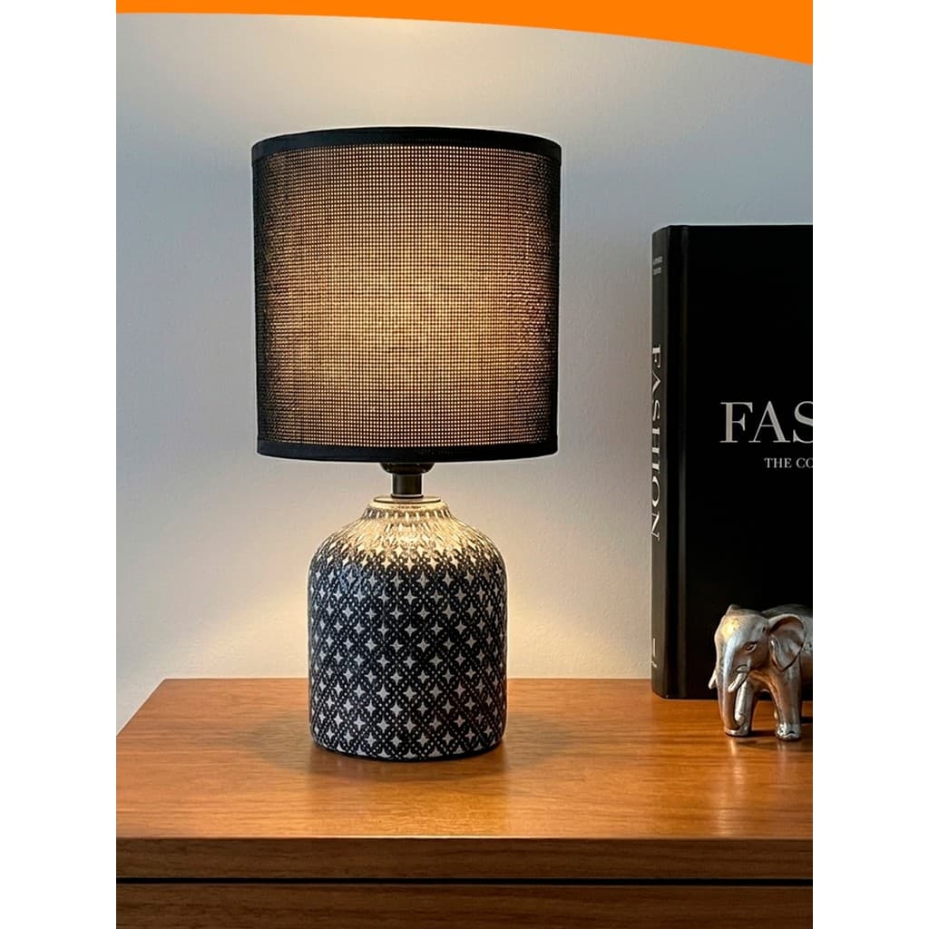 Abajur Luminária de Cerâmica 27CM Preto para Decoração Quarto Escritório Sala