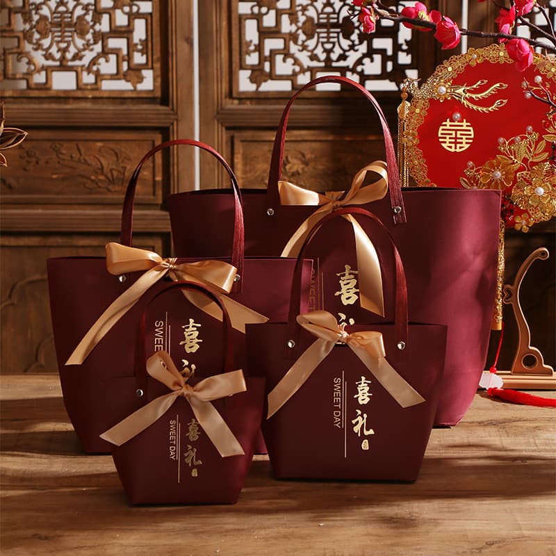 Nova High-End lembranças de casamento doces de casamento caixa vazia estilo chinês bebê mês inteiro retorno presente sac