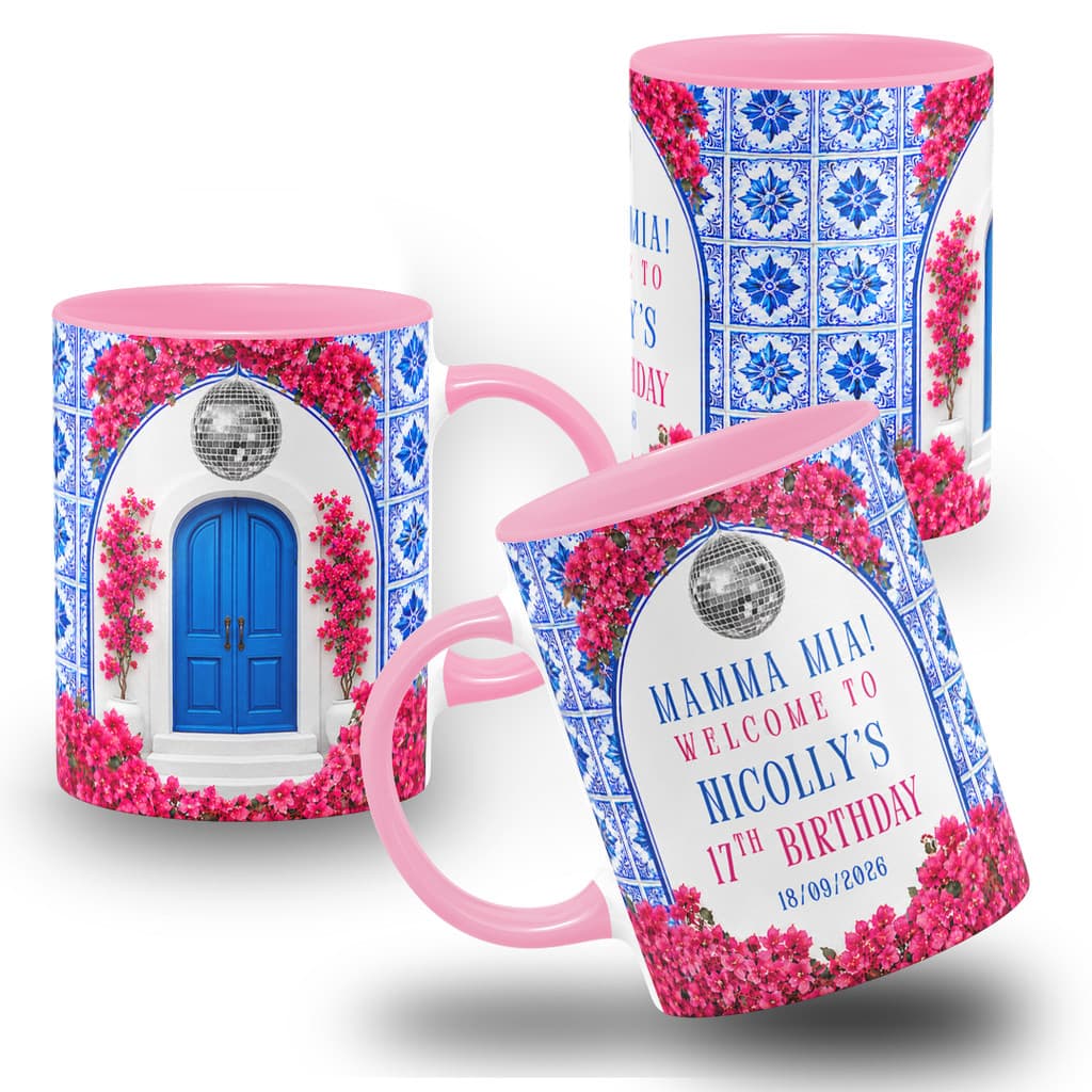 Caneca Aniversário - Mamma Mia | Personalizada Com Nome, Idade e Data