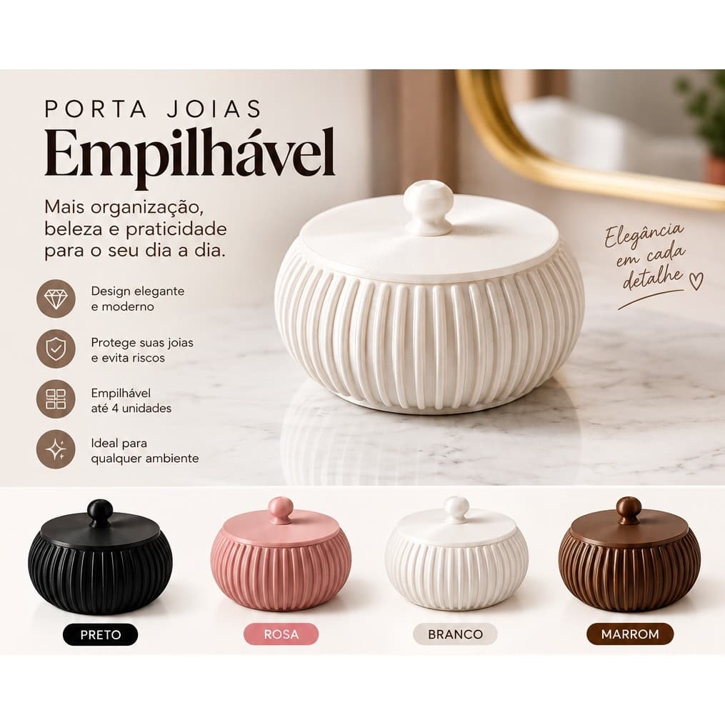 Organizador Porta Joias Empilhável Prático e Elegante