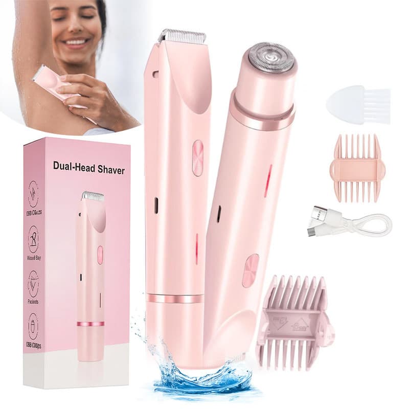 Depilador Elétrico Depilador Feminino Feminino 2 Em 1 Recarregável À Prova D’água Cabeça Dupla Para Corpo e Biquíni
