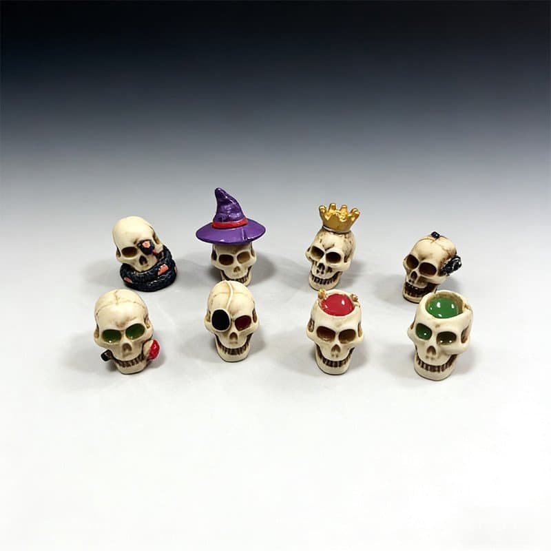 Ornamento de caveira de Halloween em estilo curativo para aquários e tanques de peixes, decoração de mesa para alívio do
