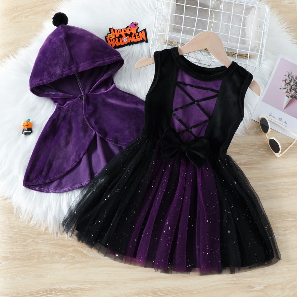 Halloween crianças roupas europeu americano pequeno médio pequeno meninas prata raposa velo com capuz manto malha colete