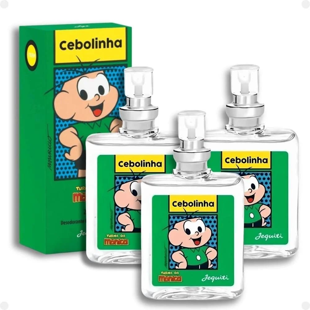 KIT C/ 3 DESODORANTE COLÔNIA MASCULINO JEQUITI TURMA DA MONICA CEBOLINHA 25ml