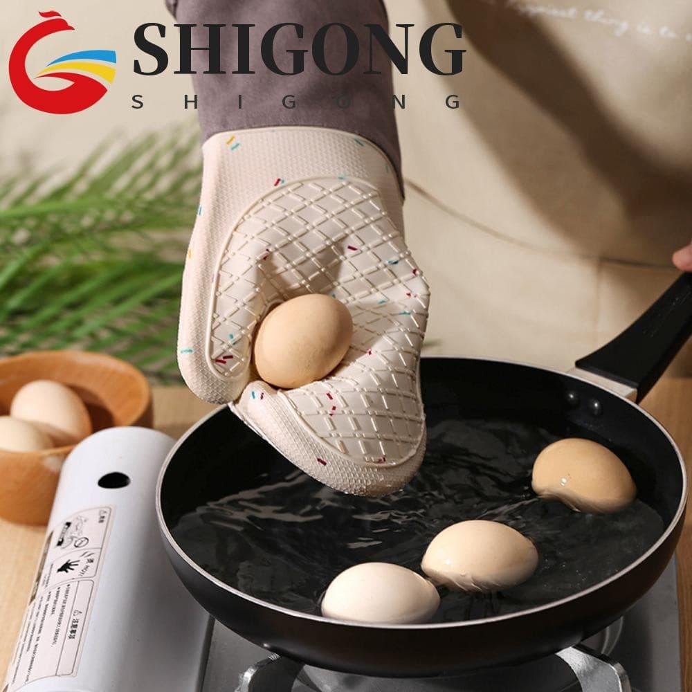 Luvas de silicone SHIGONG, luvas para micro-ondas com padrão quadriculado rosa e função de isolamento térmico, luvas pro