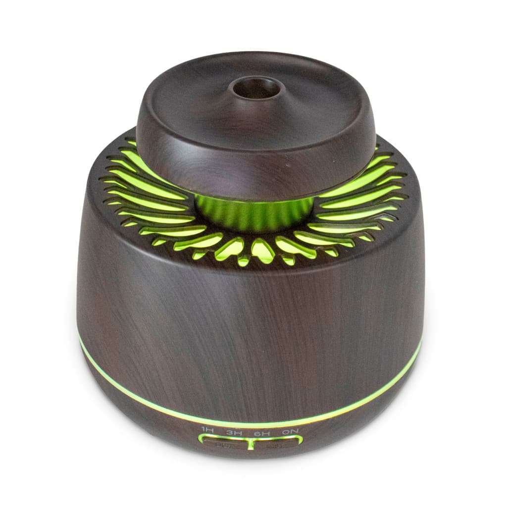 Aromatizador e Umidificador com Mogno 400ml LED Óleos Essenciais Aromaterapia Ambiente Casa Escritório Premium