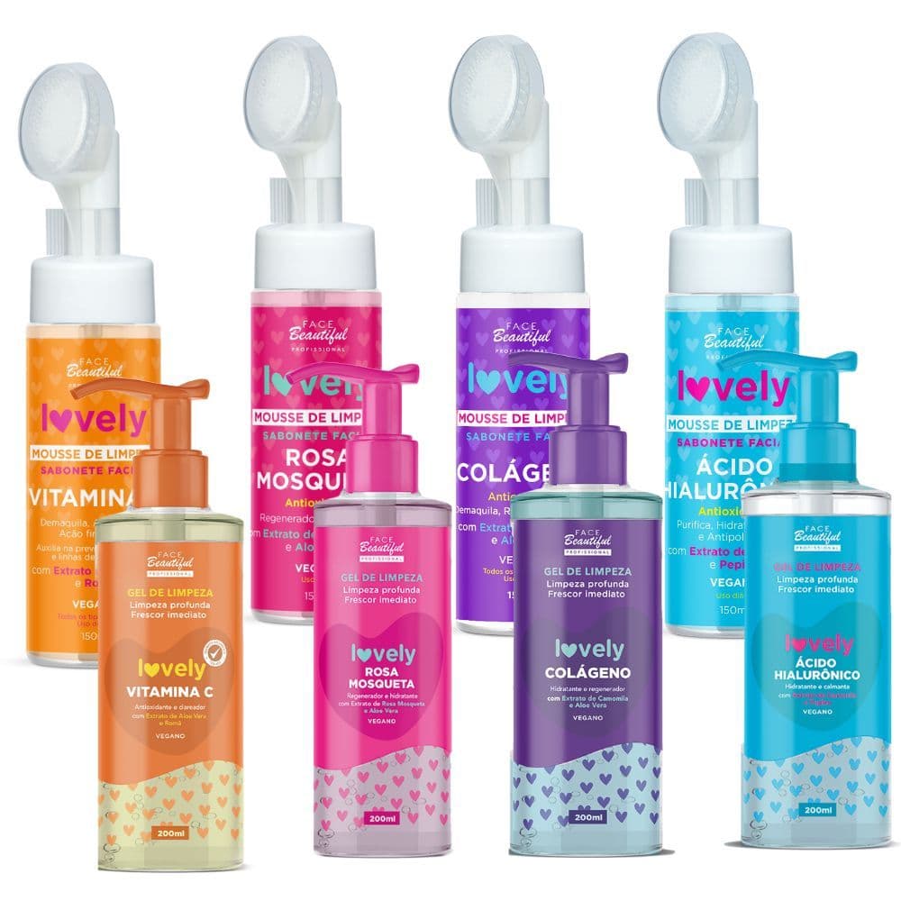 Kit Gel De Limpeza e Mousse De Limpeza Lovely Face Beautiful