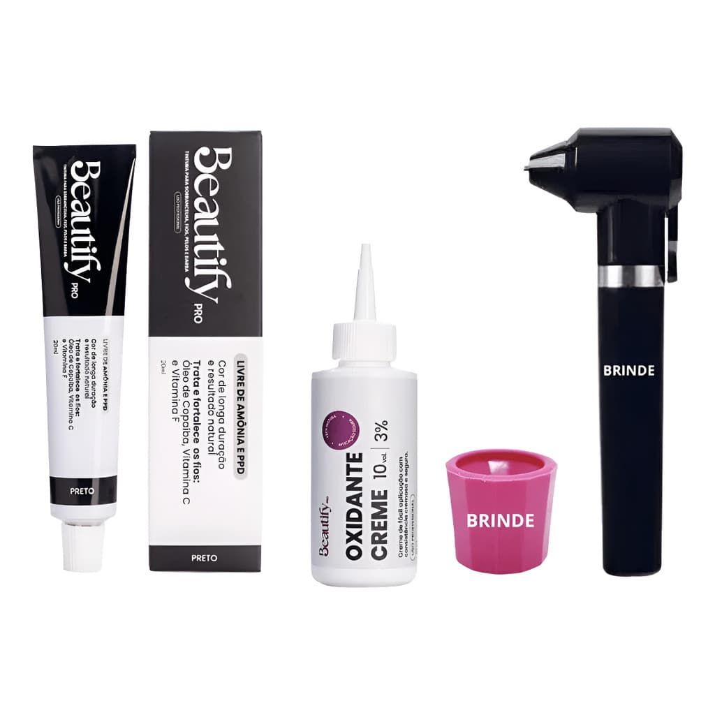 Kit Tintura Beautify Preto Oxidante 50ml E Dappen Brinde