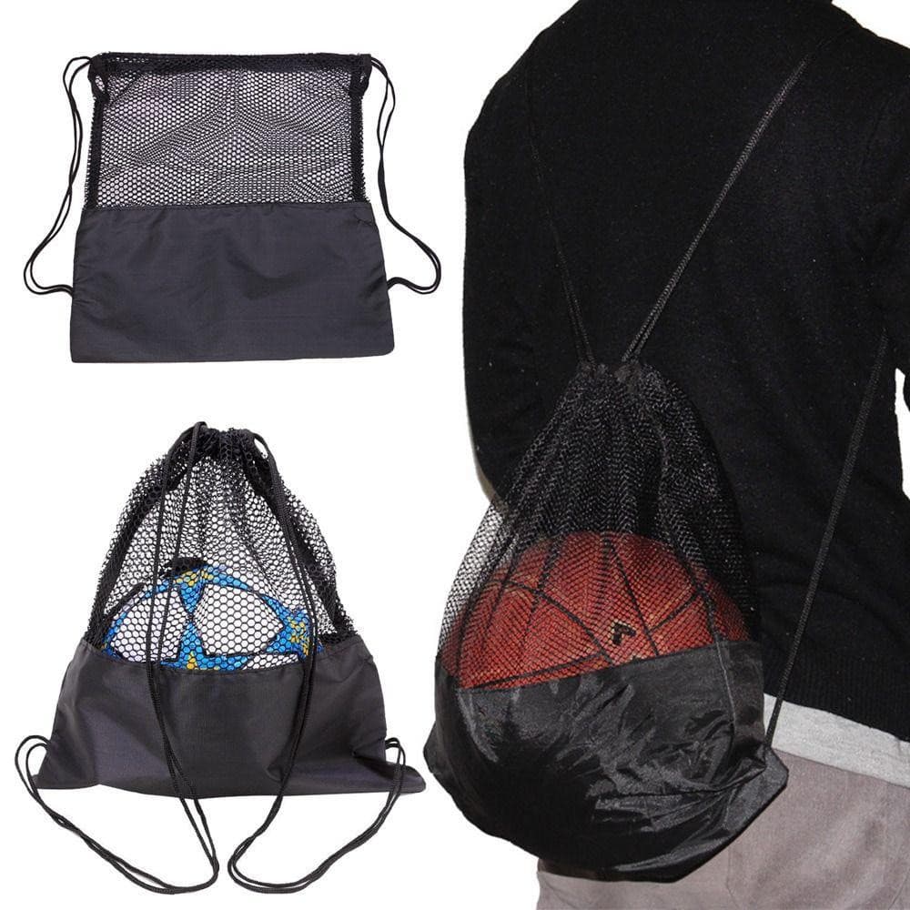 Bolsa de Rede para Capa de Basquete, Mochila Portátil Preta para Armazenamento de Bola, Bolsa de Vôlei