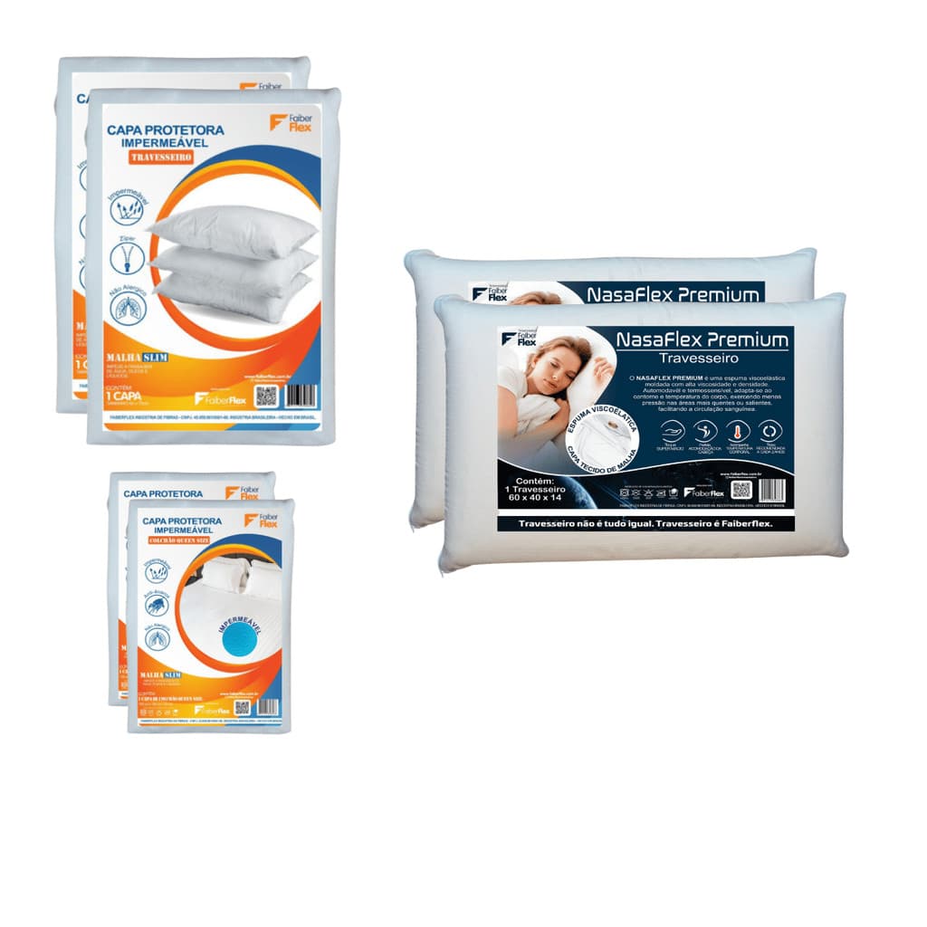 Kit Casal Premium 2 Trav. Nasa Premium e 2 Capas Protetoras