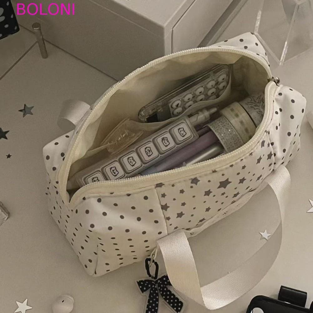 Bolsa De Lápis Portátil BOLONI , Estojo De Bolinhas Estrela De Grande Capacidade Com Estampa De Arco ,