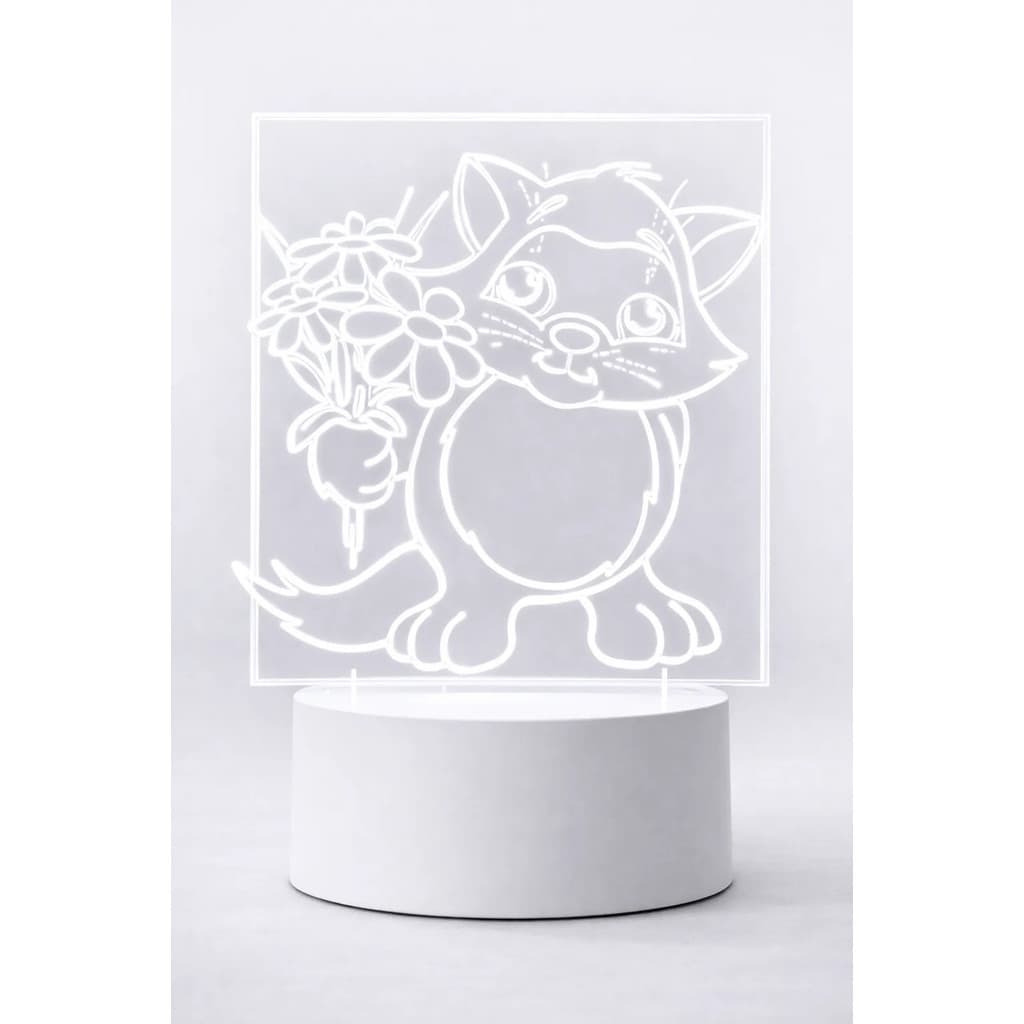 Luminária 3d Gato Pet Abajur Led Decoração Quarto Infantil