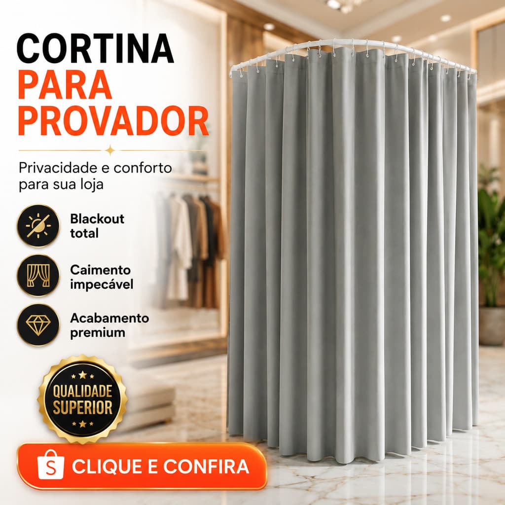 Cortina Para Provador De Loja Blackout 2,80x2,10 Tecido Premium Privacidade Cliente Loja Organizada