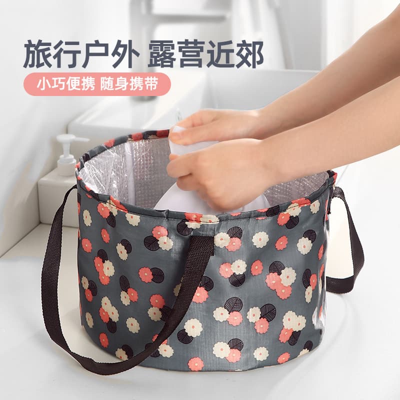 Japonês estilo Muji portátil dobrável bacia de água saco de lavanderia balde pé bacia saco de lavagem pé saco de banho t