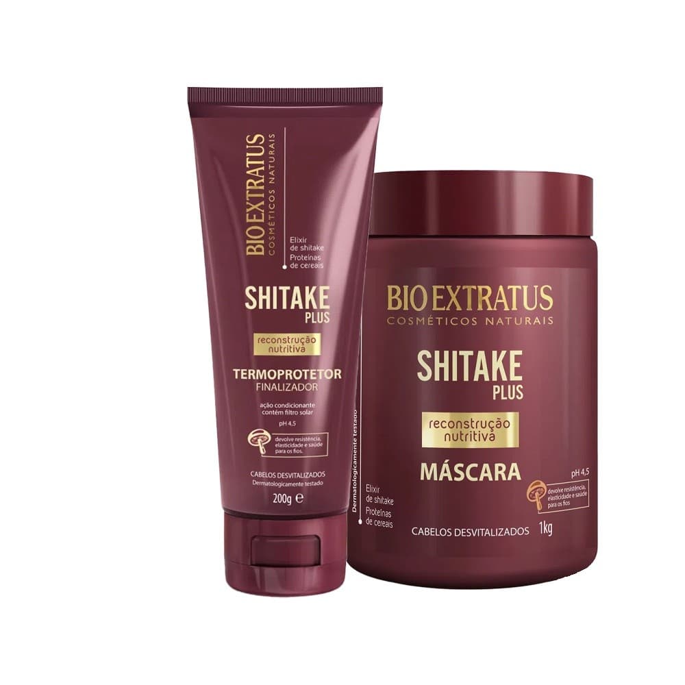 KIT SHITAKE. MÁSCARA 1kg + TERMOPROTETOR - BIO EXTRATUS