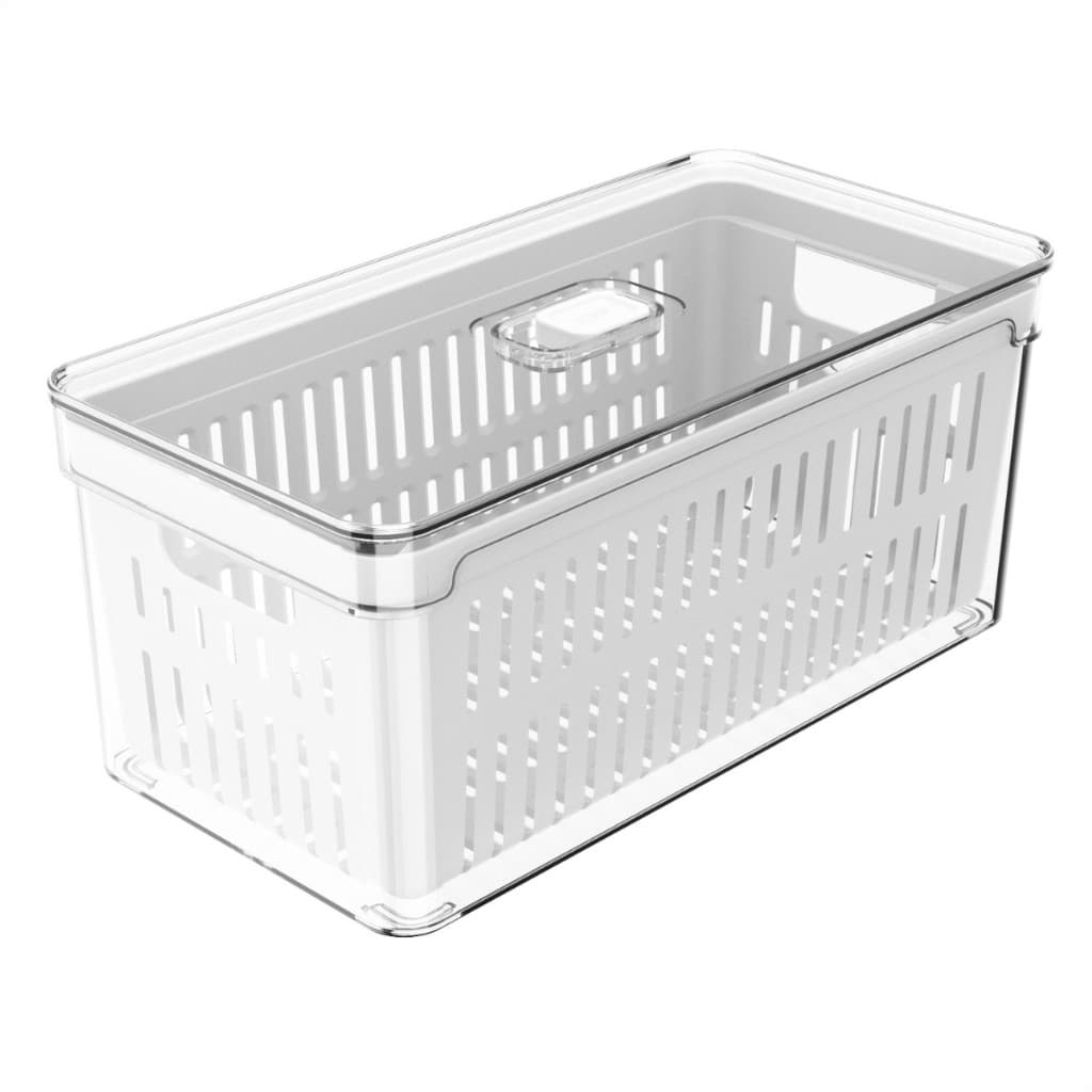 Organizador de Geladeira 5L com Cesto e Tampa Porta Salada Legumes Frutas Vegetais Clear Fresh Ou