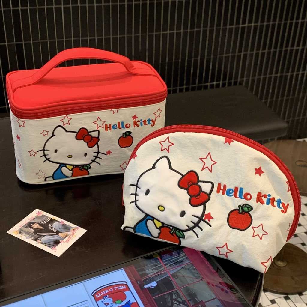 Hellokitty bolsa de lavagem cosmética portátil bolsa de viagem pequena bolsa de armazenamento requintada maquiagem Sanri