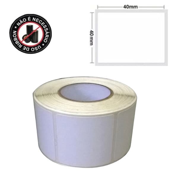 1 Rolo Etiqueta Térmica Adesiva 40x40 1 Coluna
