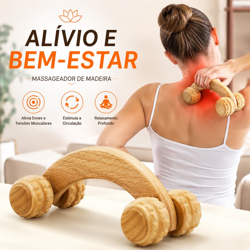 Carrinho Massageador Terapêutico De Madeira