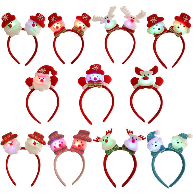LED Natal Bandana Papai Noel Elk Chifres Rena Brilhante Cosplay Orelhas Ornamentos Festa De Suprimentos Para O Cabelo