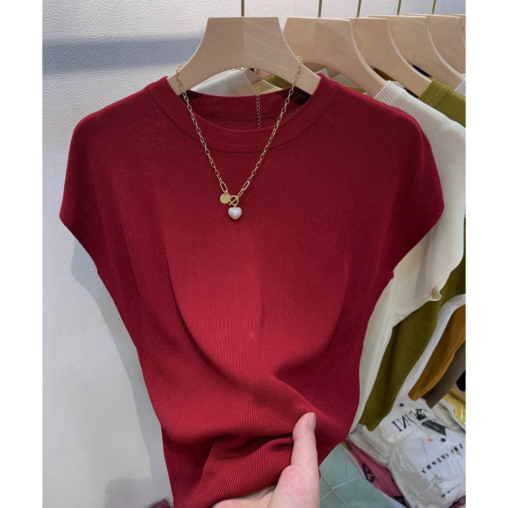 Camiseta Feminina de Manga Curta, Estilo Novo Primavera Verão, Ajustada ao Corpo, Efeito Emagrecedor, Modelo Redondo 068