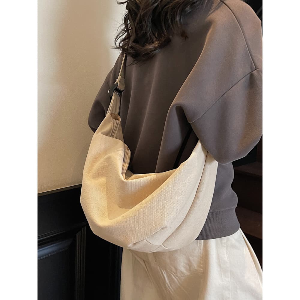 Bolsa de lona feminina grande capacidade 2026 novo estilo verão All-Match estilo preguiçoso saco do mensageiro de um omb