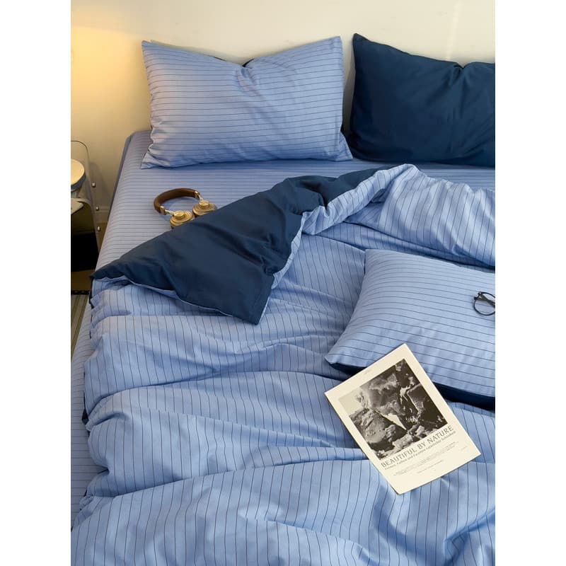 Listrado conjunto de quatro peças algodão puro algodão cama colcha capa dormitório estudante colcha capa de três peças c