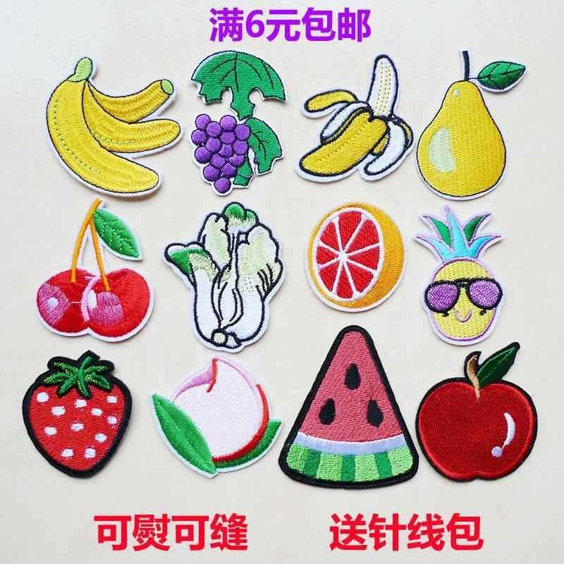 Bonito moda dos desenhos animados frutas bordado flor pequeno remendo remendo roupas calças decoração decalque reparação