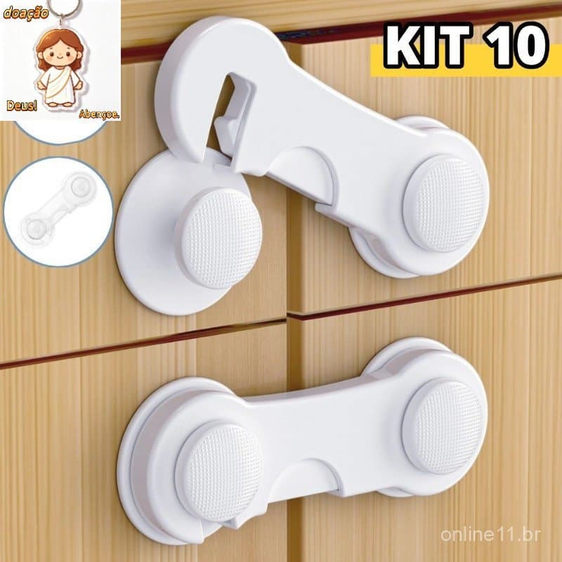 Kit10/Kit5/Kit2 Trava de Gaveta Multiúso Trava Armario Porta Seguranca Bebe Anti-colisão infantil Opção de cores-CO