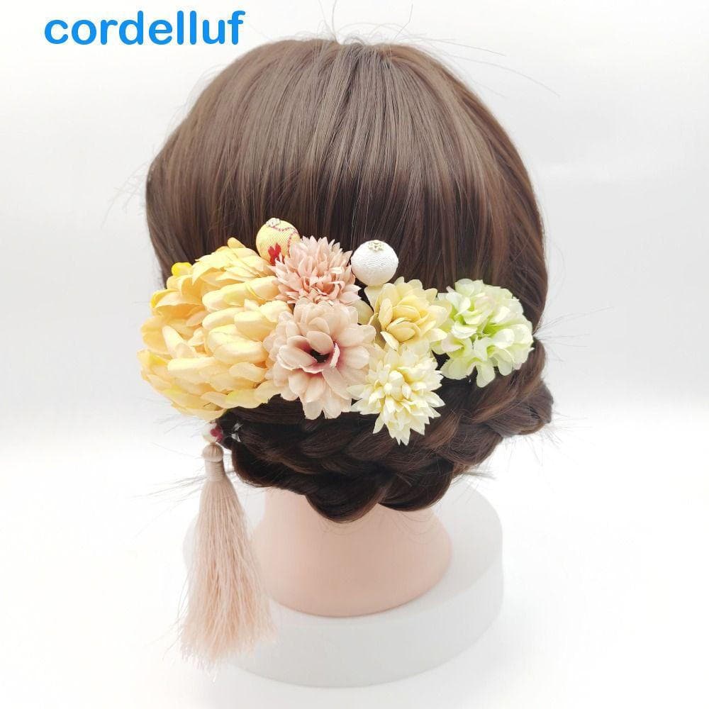 CORDELLUF Garfos De Cabelo De Flores , Grampos Quimono Japonês Flor Estilo , Bastão Com Borlas Artesanais