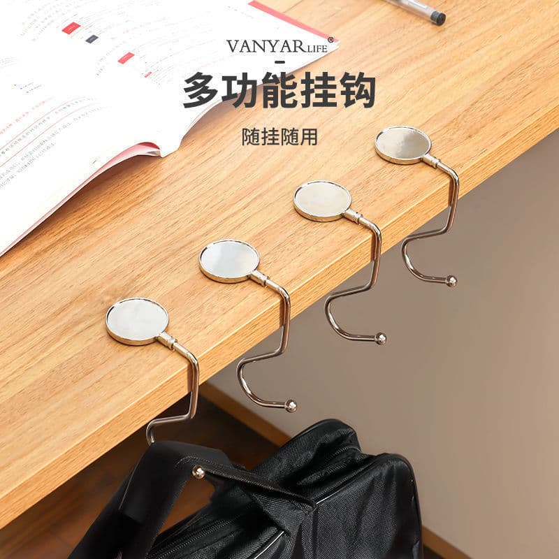 Deskside estudante mochila gancho vara-livre portátil Metal ângulo reto gancho Clip-On Desktop de aço inoxidável