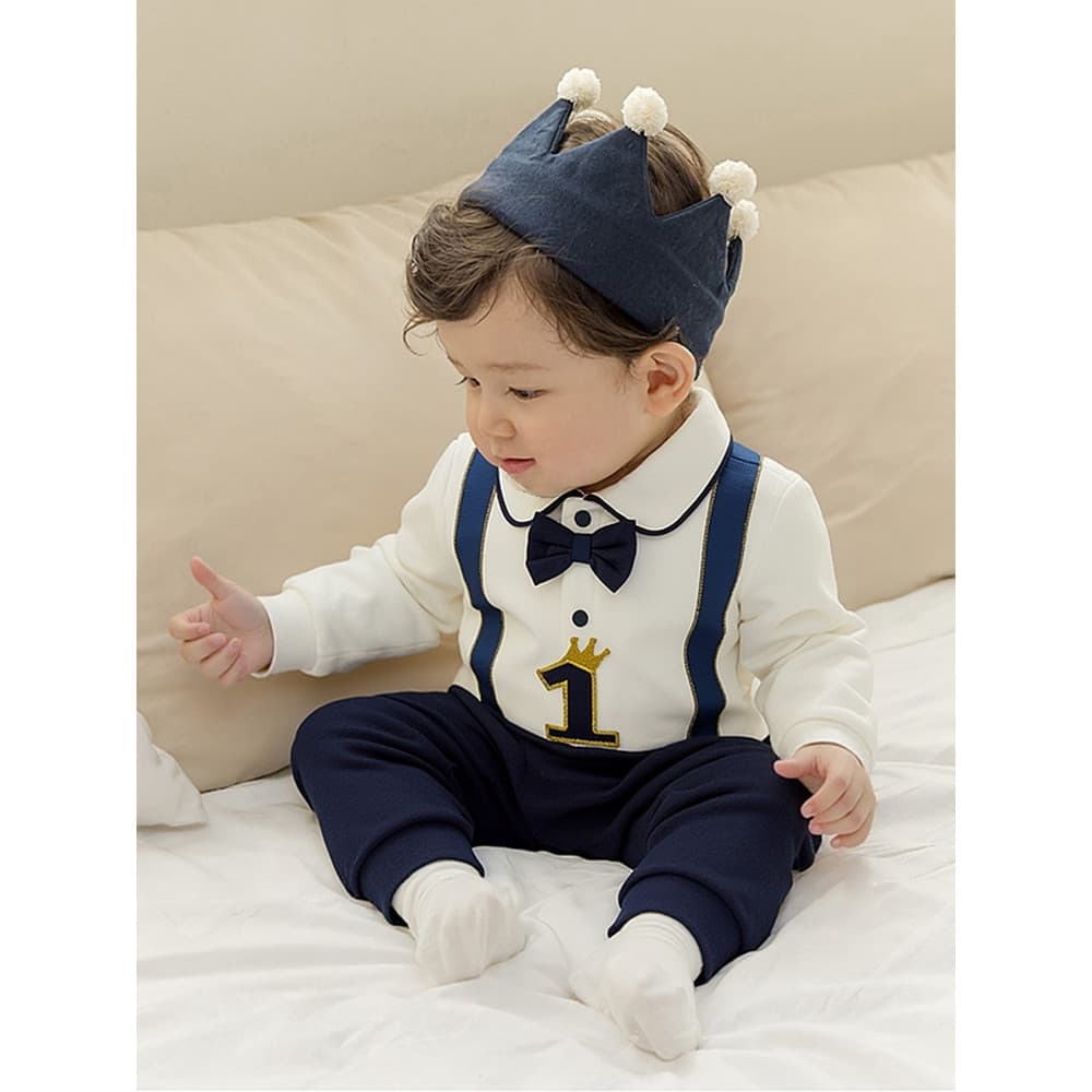 Meninos macacão de manga comprida 2026 outono novo estilo bebê pequeno mestre um ano de idade macacão bebê estilo Preppy