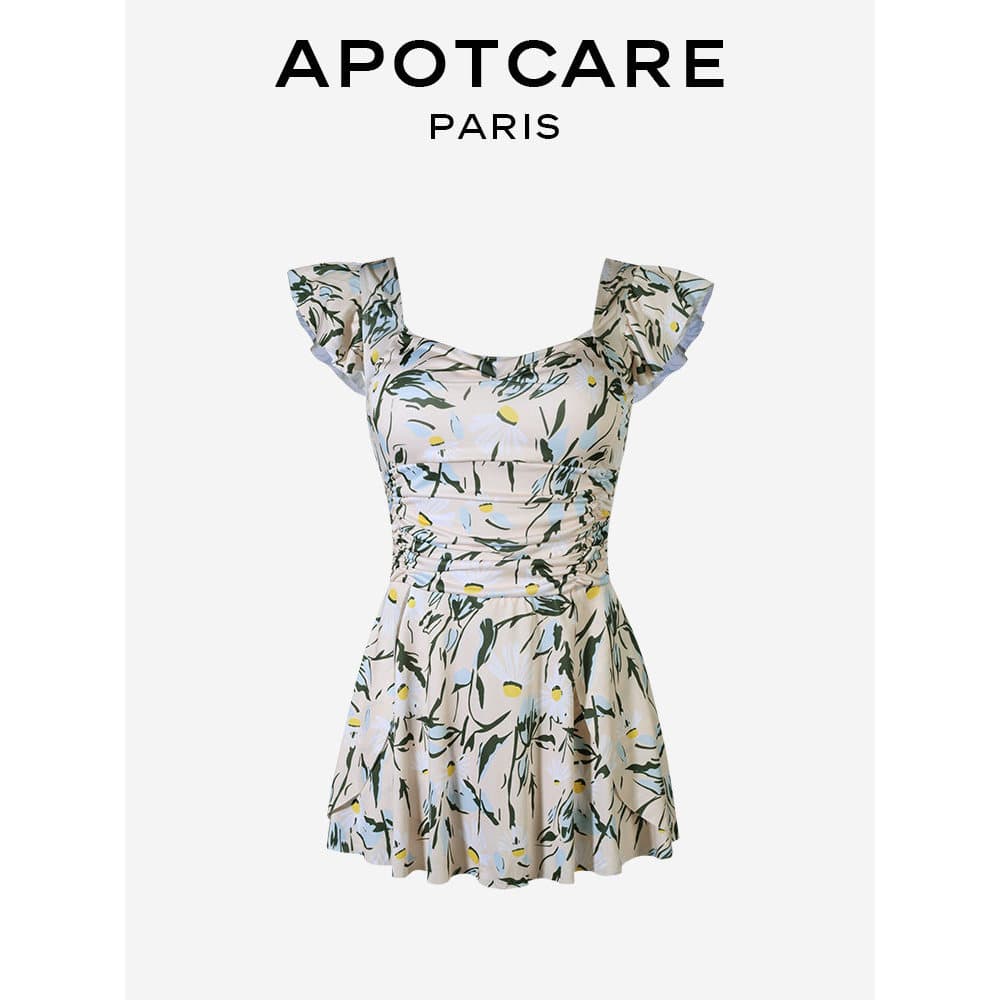 Francês APOTCARE 2025 verão novo estilo Floral maiô feminino saia de uma peça à beira-mar férias primavera quente maiô