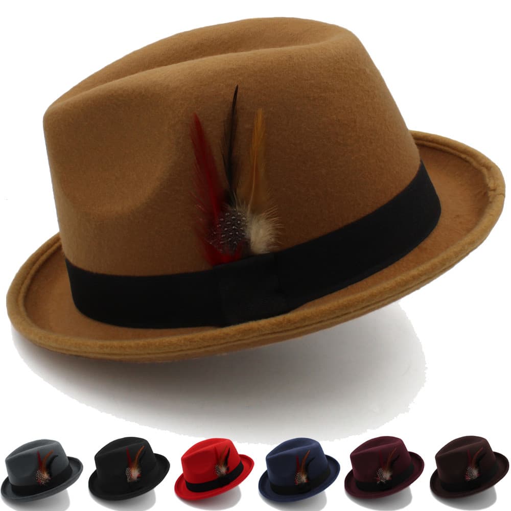 Primavera outono inverno das mulheres dos homens chapéu superior pena britânica decoração palco Retro cavalheiro chapéu
