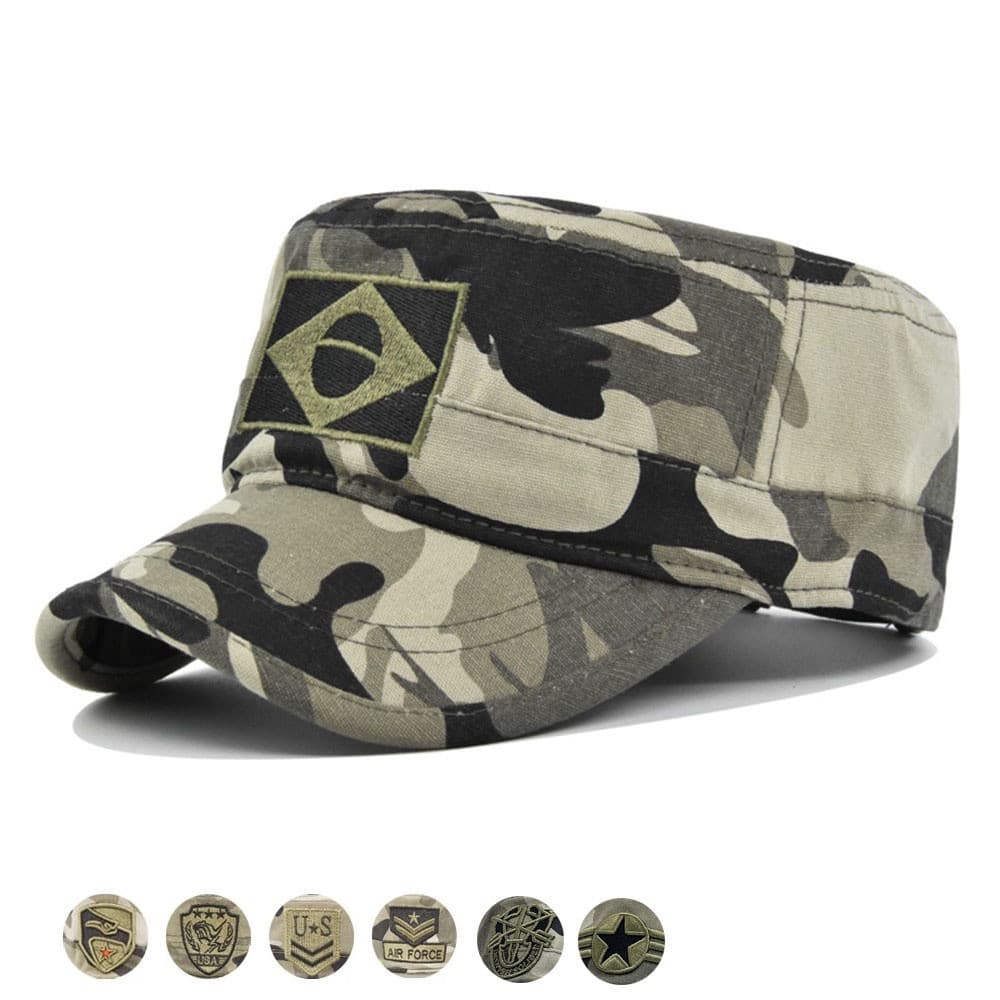 Camuflagem Do Exército Masculino Flat top Boné De Beisebol Dos Homens Bordado Bandeira Brasil Caps Esportes Ao Ar Livre