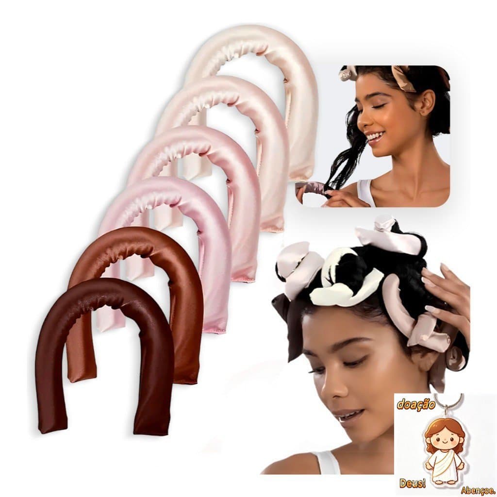 Kit 6 Peças Modeladores De Cabelo Cetim Sem Calor Cobertos Flexi Cachos Modeladores De Cabelo Dormir