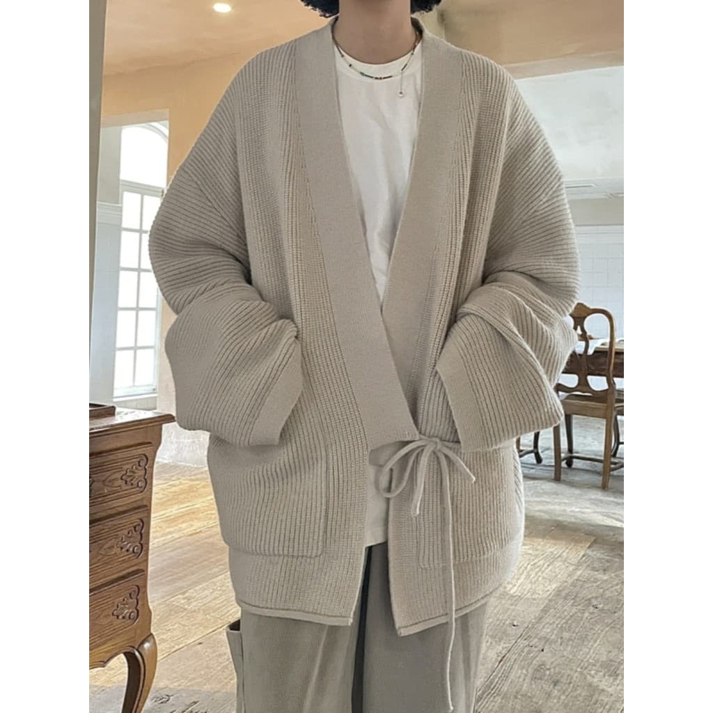 Estilo chinês Cardigan de malha Robe camisola meninos primavera outono estilo japonês Retro preguiçoso estilo High-End j