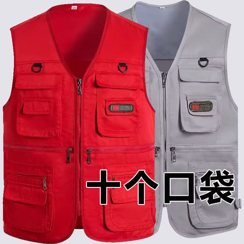 Primavera outono masculino Multi-bolso colete de pesca fotografia ao ar livre Workwear colete solto tamanho grande colet
