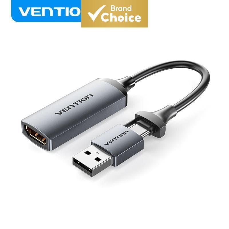 Placa de Captura de Vídeo HD Vention 1080P 60Hz, Caixa de Captura HDMI USB Tipo C de Dupla Interface para Transmissão de