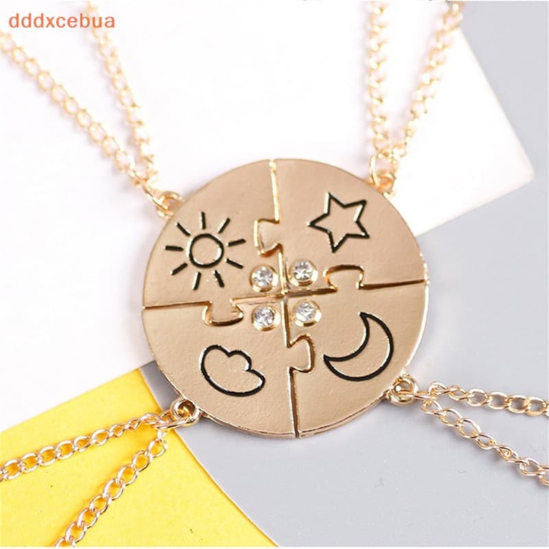 [Dddddxcebua] 4 Peças Novo Colar De Lua Estrela Do Sol Redondo Moda Melhor Amigo Para Sempre BFF Amizade Homens E Mulher
