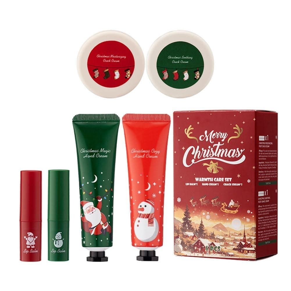 Conjunto de Presente de Creme para Mãos de Natal - 2 Cremes para Mãos, 2 Bálsamos Labiais, 2 Cremes para Pés - Kit de Cu