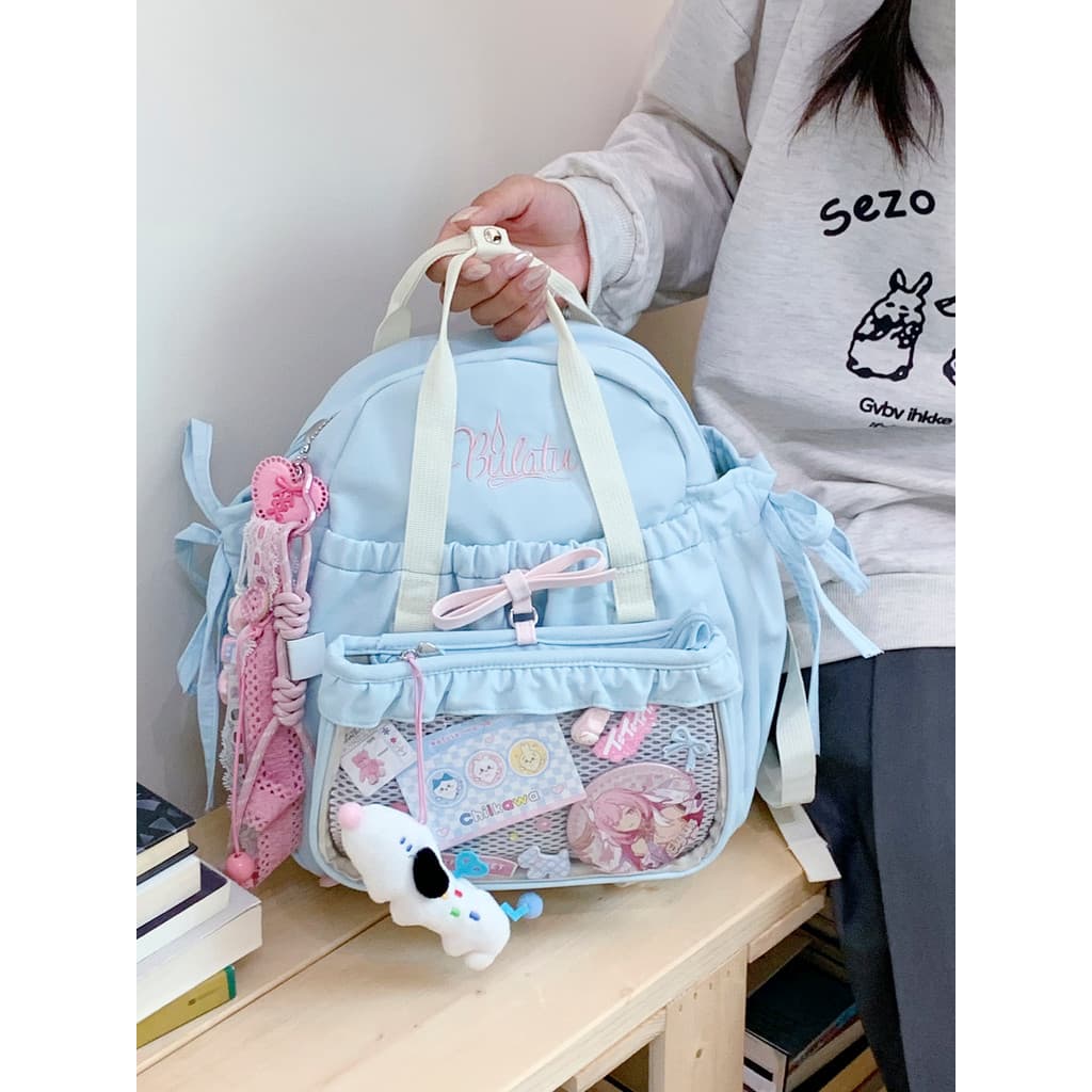 Barra bidimensional japonesa Casual mochila dor saco destacável nicho mochila estudante saco de escola de alta aparência
