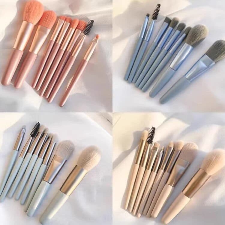 pincel maquiagem kit pincel maquiagem mini pincel 8 Mini conjunto de pincéis de maquiagem iniciante portátil c