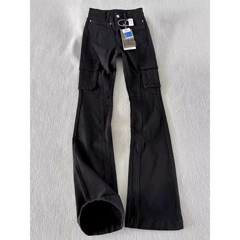 Cleanfit macacão preto masculino outono inverno americano Multi-bolso Micro-Flap calças fino ajuste mais magro olhar est