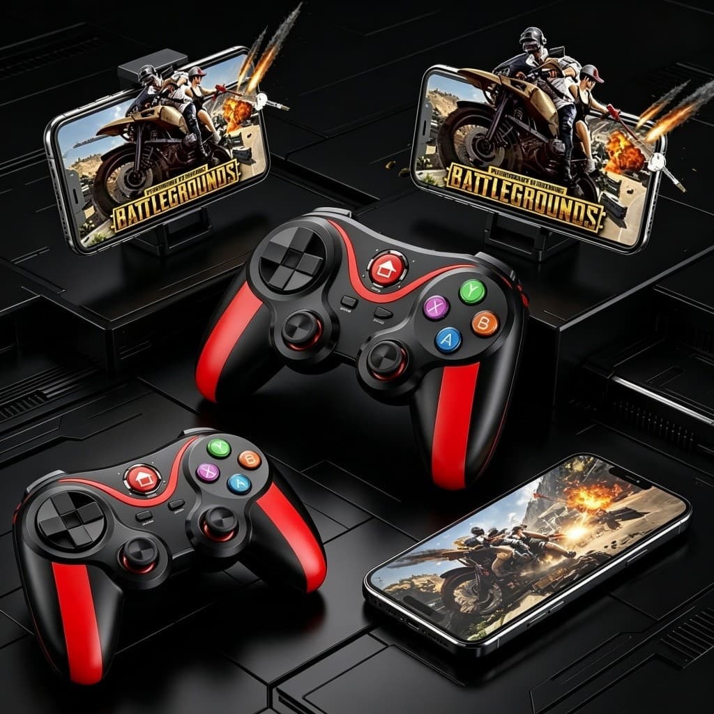 Controle Joystick Bluetooth Universal + cabo usb + suporte para Celular Tablet Android Ipad